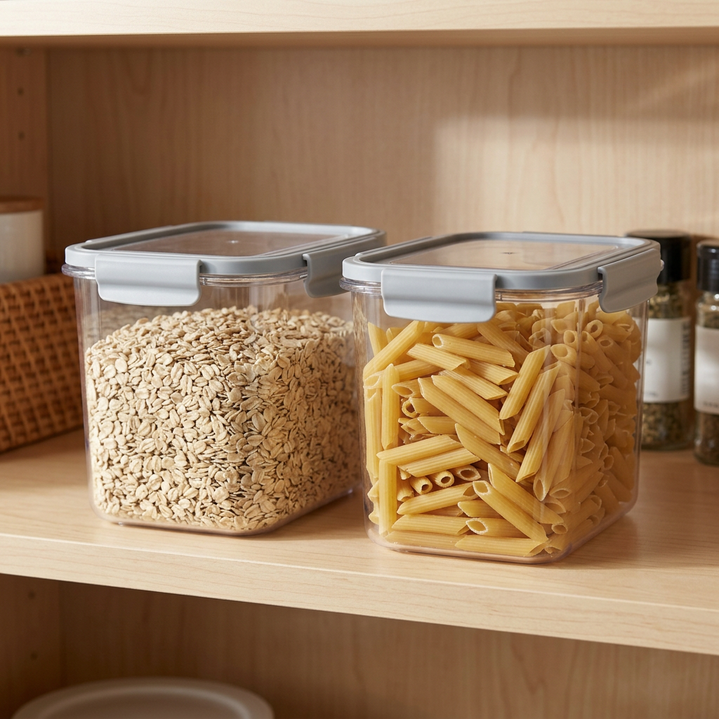 Dry ingredient organization in clear containers