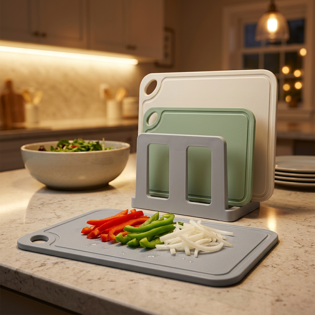 Evening meal preparation on gray board