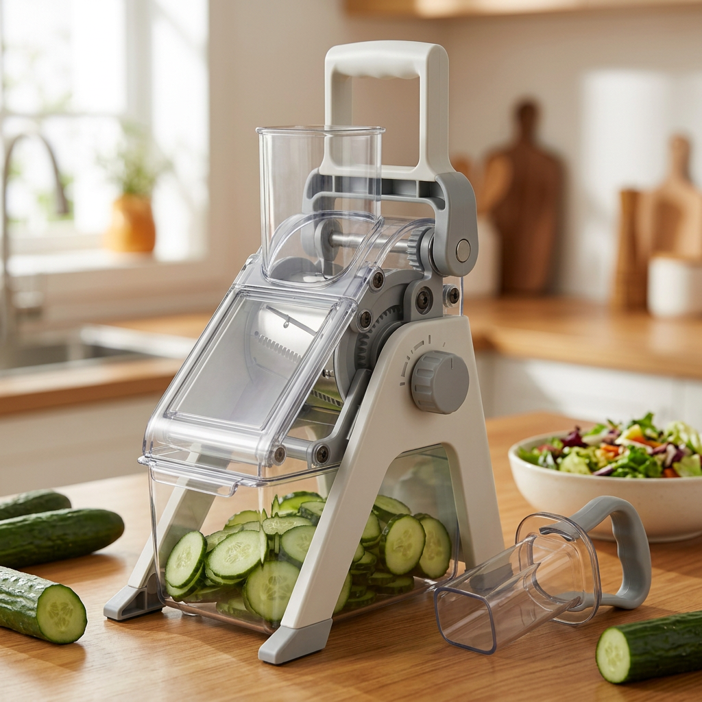 Cucumber slicing for dinner preparation