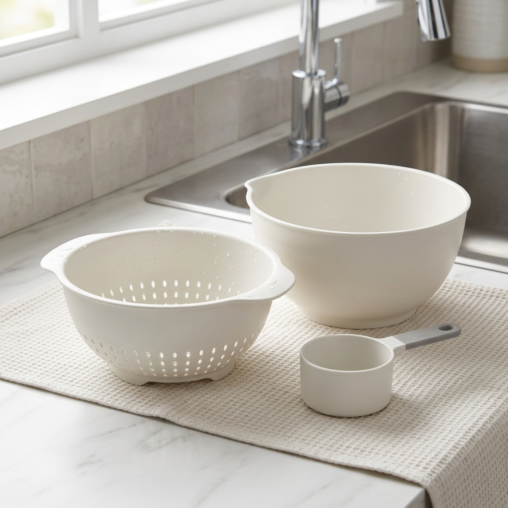 Selected prep tools drying beside sink