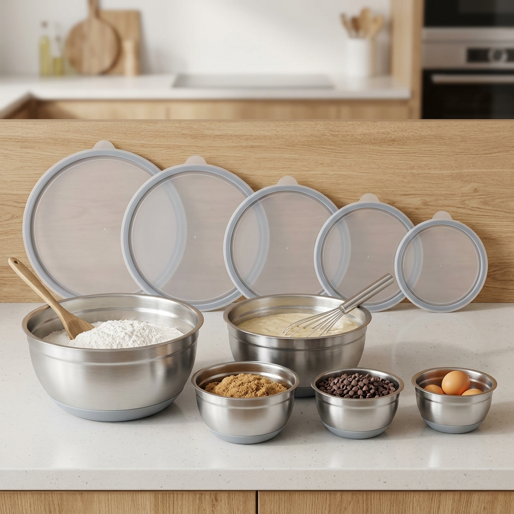 Five-bowl home baking preparation setup