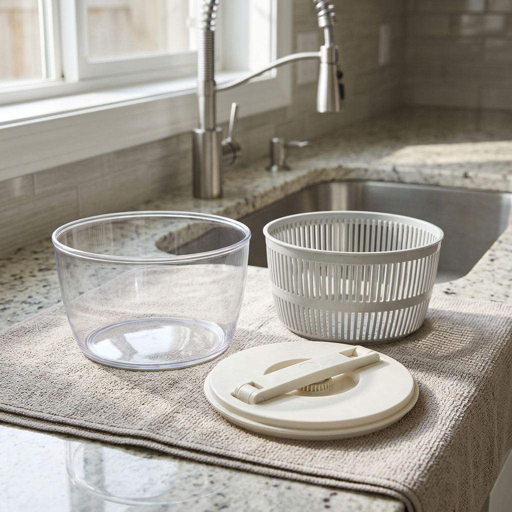 Separate components beside sink for drying