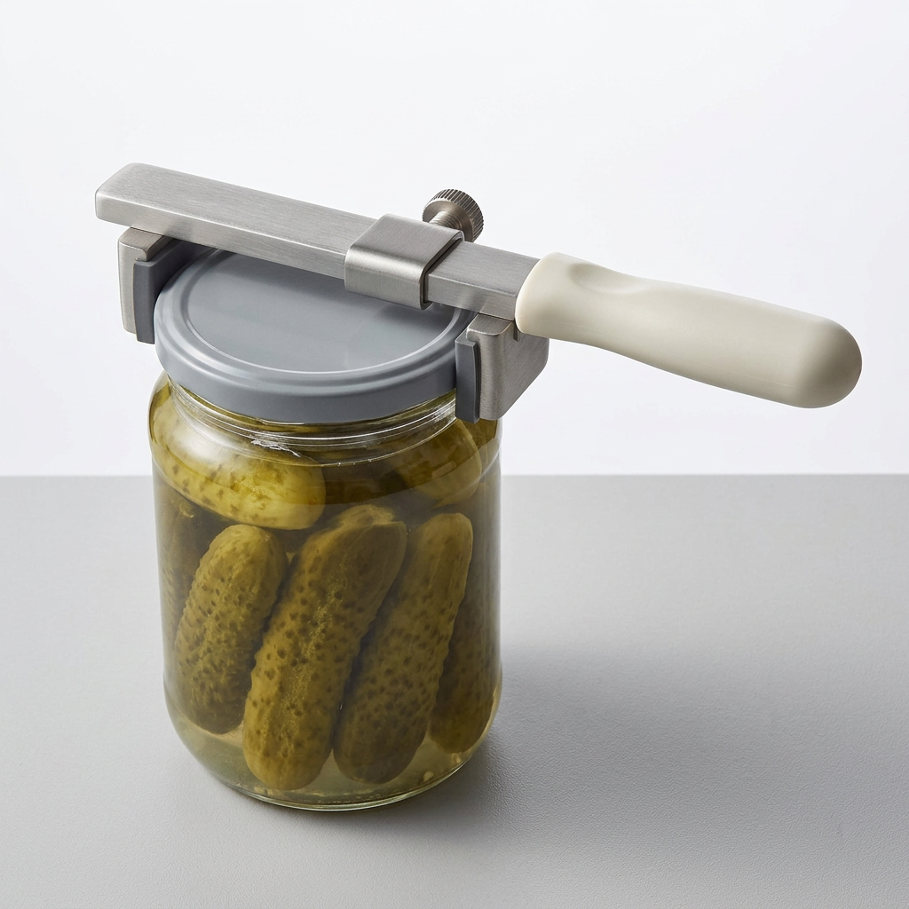 Lid jaw placement illustration, stabilize jar separately during use