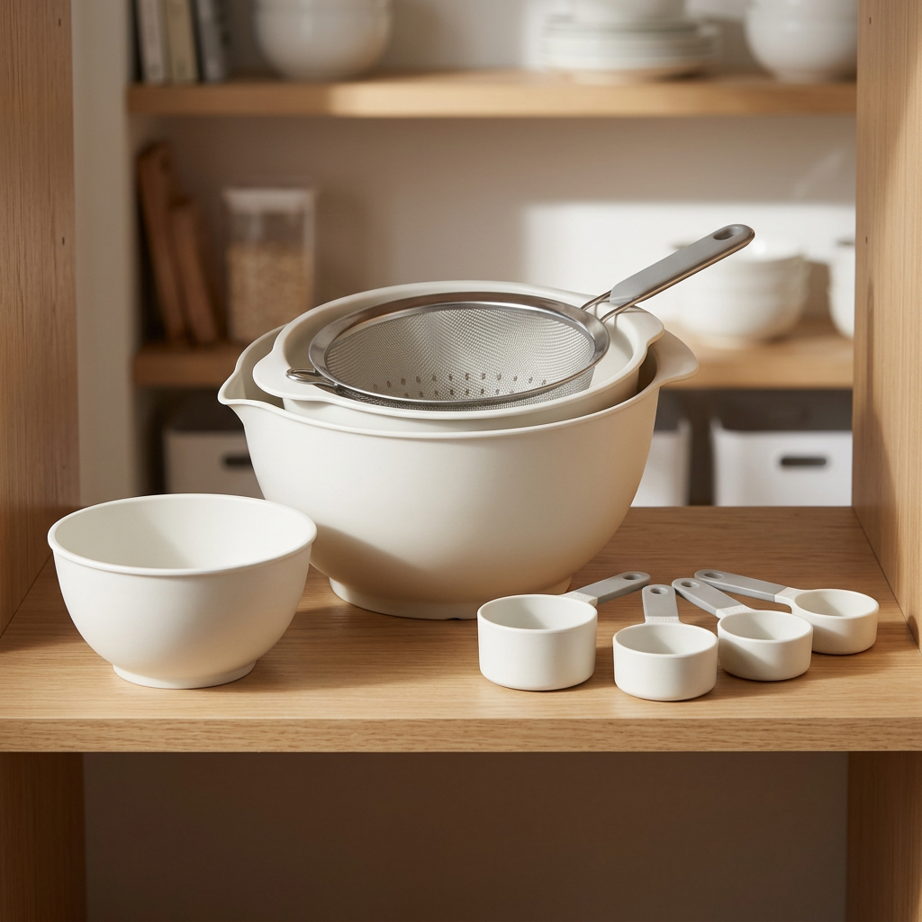 Nesting preparation tools organized in cupboard