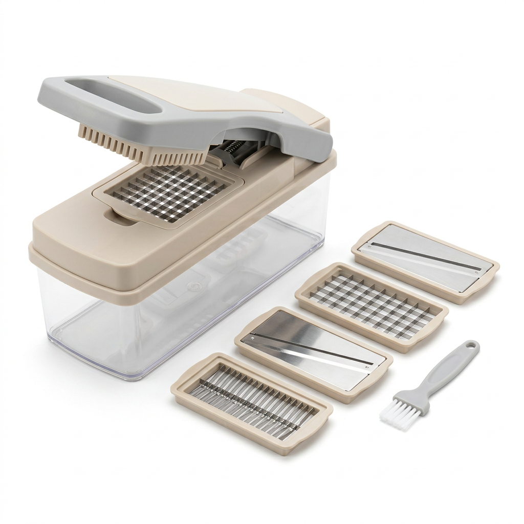 Umberali Manual Vegetable Chopper with Collection Box & Interchangeable Blades